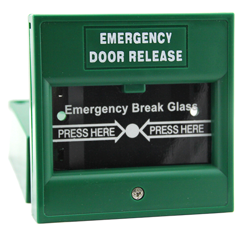 BREAK GLASS GREEN DOOR RELEASE FOR ACCESS CONTROL